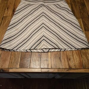Ann Taylor LOFT Cotton Blend Skirt Stripped Skirt Feminine Mid Side Zip Sz0 #300
